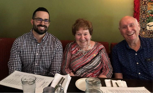 Josh meeting with his donors Elizabeth and Paul Taylor at a recent lunch.