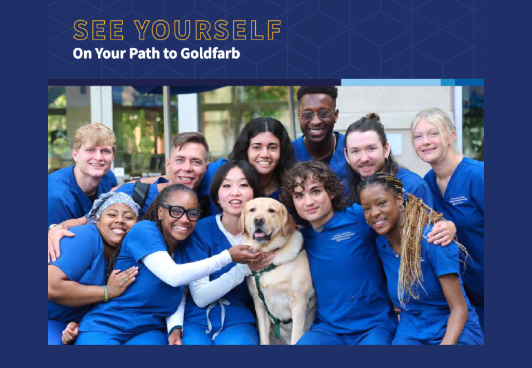 Graphic with 13 students and a dog named Mr. Barnes smiling at the camera.