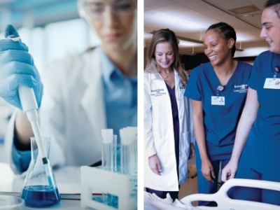 Photos of health care providers and researchers